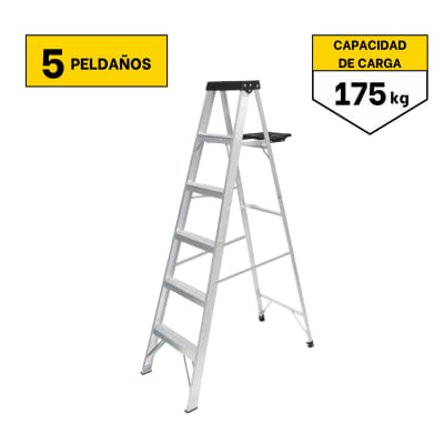 Escalera tipo tijera 5 peldaños soporta 175 Kg C&A