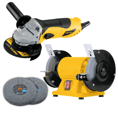 Combo Amoladora 4 ½ 700w y Esmeril de banco 5