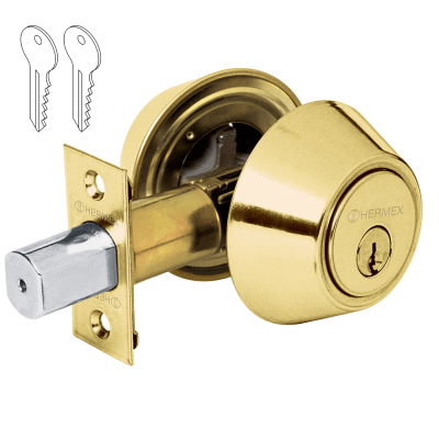 Chapa cerrojo cilindrico laton brillante Hermex1