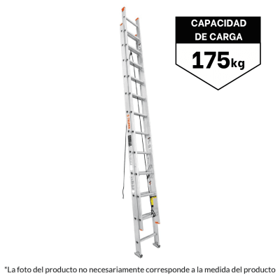 Escalera de extensión, tipo II, 20 peldaños, Truper