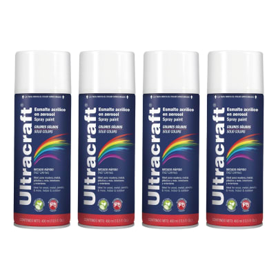 Pintura Spray Color Blanco Brillante x4 Unidades Ultracraft1