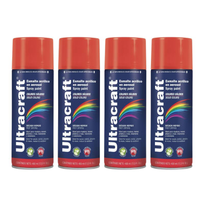 Pintura Spray Color Rojo Brillante x4 Unidades Ultracraft