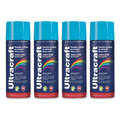 Pintura Spray Color Azul Celeste x4 Unidades Ultracraft