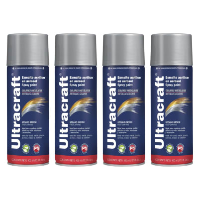 Pintura Spray Color Aluminio x4 Unidades Ultracraft