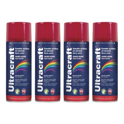 Pintura Spray Color Rojo Fuego x4 Unidades Ultracraft