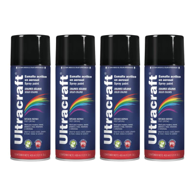 Pintura Spray Color Negro Mate x4 Unidades Ultracraft