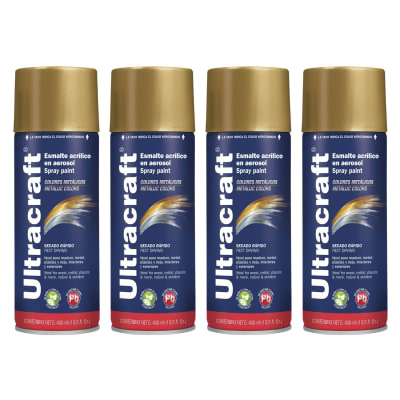 Pintura Spray Color Dorado x4 Unidades Ultracraft