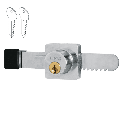 Chapa cerradura para vitrina tipo serrucho Hermex1