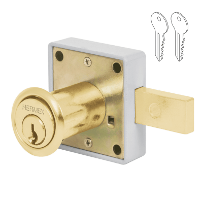 Chapa cerradura para mueble modelo 25 laton Hermex1