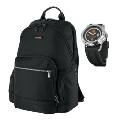 Mochila porta laptop + reloj cuarzo