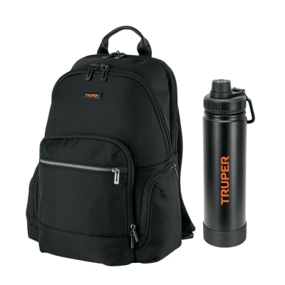Kit Mochila porta laptop y Termo acero Inoxidable Truper