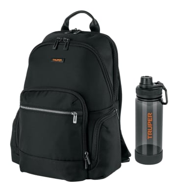 Kit Mochila porta laptop y Tomatodo de plástico Truper
