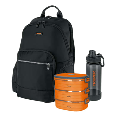 Mochila porta laptop + lonchera térmica + tomatodo Truper