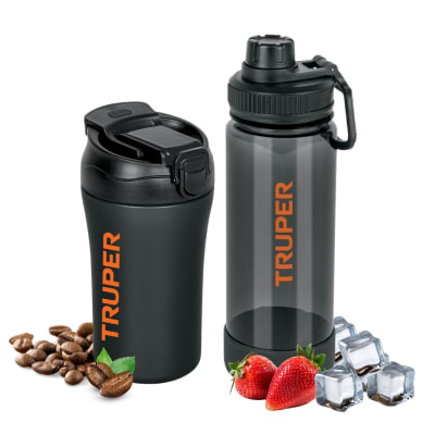 Termo de Acero Inoxidable 400ml + Tomatodo de Plástico 740ml Truper1