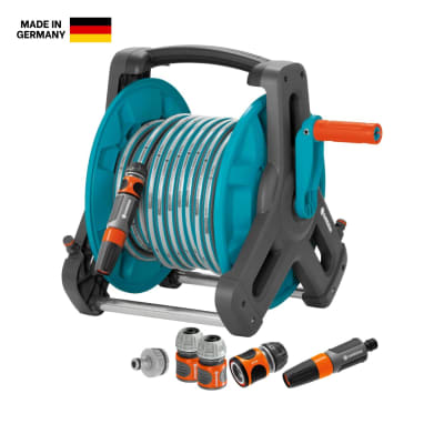 Manguera 20 metros + soporte porta manguera y accesorios Gardena