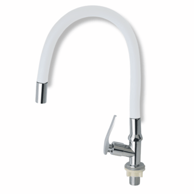 Caño Llave de lavadero mueble p/ganso flex blanco1