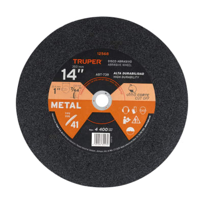 Disco tipo 41 de 14'' x 2.8 mm para corte de metal. truper