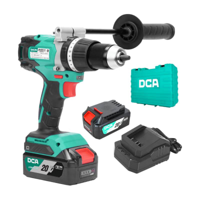 Taladro percutor 20v 120nm incluye 2 baterías 4ah industrial DCA