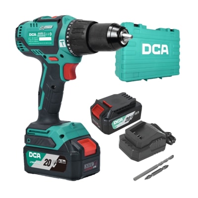 Taladro percutor 20v 60nm incluye 2 bateria 4ah industrial DCA