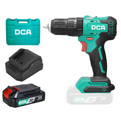 Taladro percutor 20v 50nm incluye batería 2ah industrial DCA