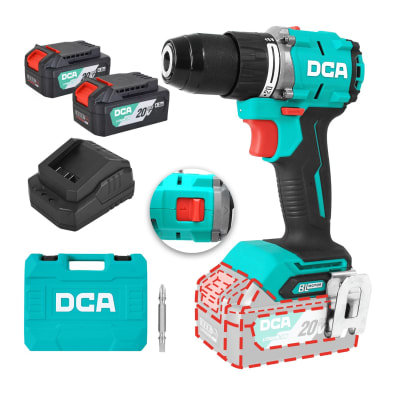 Taladro percutor 60nm + 2 baterías 4ah DCA