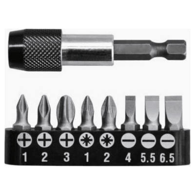 Juego de adaptador y puntas 9 piezas para Taladro Ingco AKSD00711