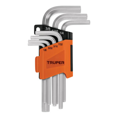 Juego 7 llaves allen std punta hexagonal con organizador Truper