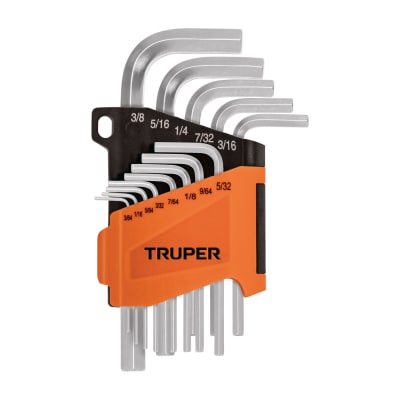 Juego 13 llaves allen std punta hexagonal con organizador Truper