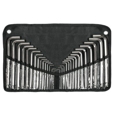 Juego 30 llaves allen largas std y mm punta bola, estuche Truper