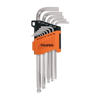 Juego 13 llaves allen largas std punta bola con organizador Truper