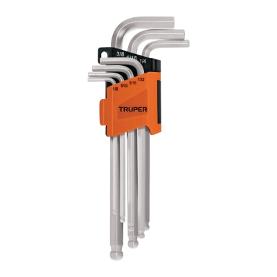 Juego 7 llaves allen largas std punta bola con organizador Truper1