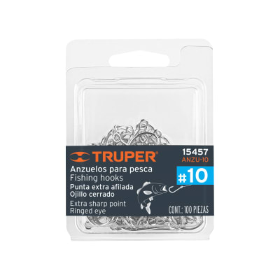 Blíster con 100 anzuelos para pesca # 10, Truper1