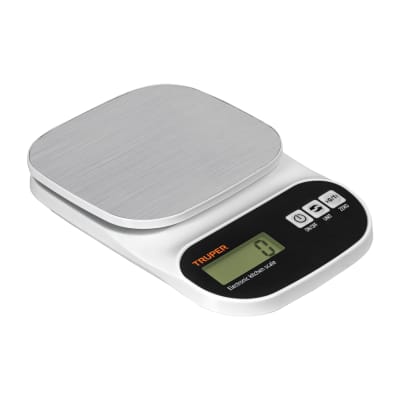 Balanza digital para cocina plato de acero inox 5kg Truper