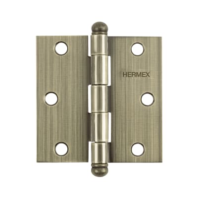 Bisagra tipo capuchina 3'' acero latonado antiguo redonda Hermex1