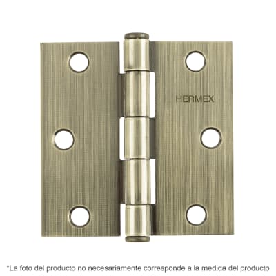 Bisagra tipo capuchina 4´´ acero latonado antiguo, plana, Hermex