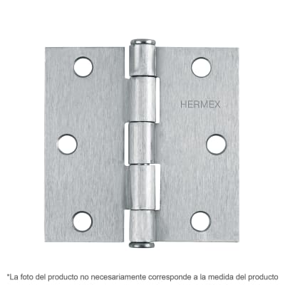 Bisagra tipo capuchina 4´´ acero cromo mate, plana, Hermex
