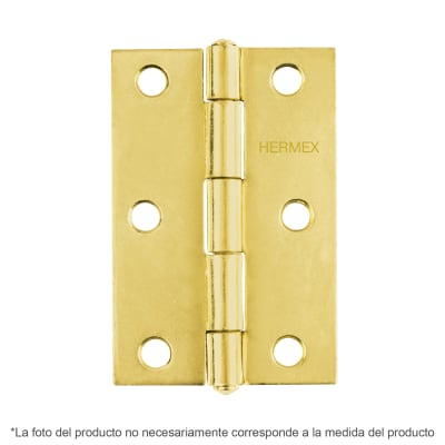 Bisagra rectangular 1-1/2´´ acabado dorado, cabeza media bola, Hermex (Caja de 20 unidades)