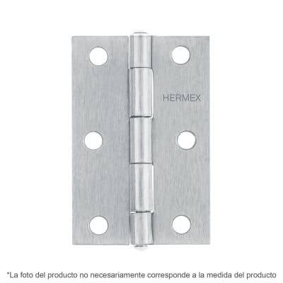 Bisagra rectangular 3-1/2'' acero pulido. cabeza media bola. hermex (Caja de 10 unidades)