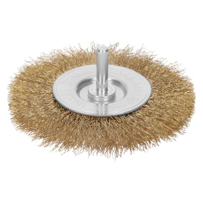 Escobilla circular 4'' alambre grueso para taladro. truper