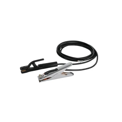 Juego de cables con tenazas para tierra y porta electrodo. pretul