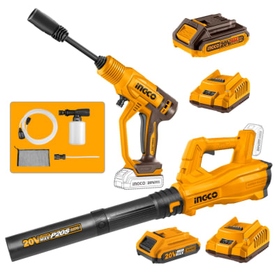 Hidrolavadora inalambrica + Sopladora 20v Ingco