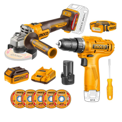 Amoladora 20v + Taladro 12v Ingco
