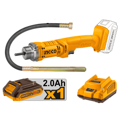 Vibrador de concreto inalámbrico 20v + bateria 2ah Ingco1