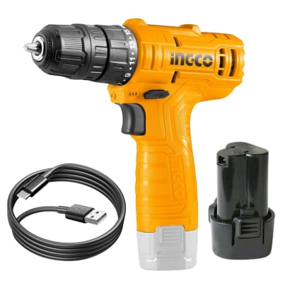 Taladro atornillador 12v con cable de carga ingco