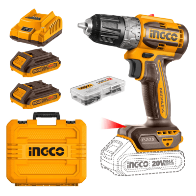 Taladro atornillador 52nm + 2 baterías 2ah y cargador Ingco