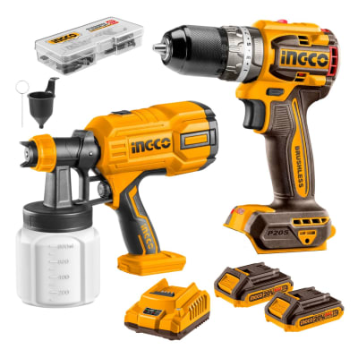 Taladro atornillador 60nm + pistola para pintar 20v Ingco