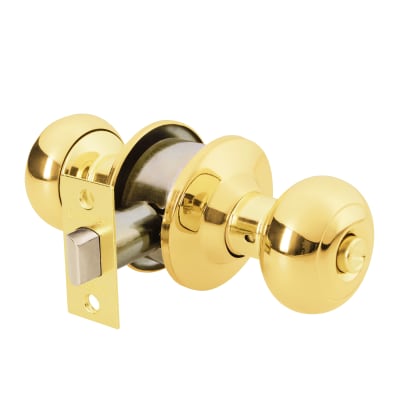 Cerradura pomo, latón brillante, oval, baño Hermex