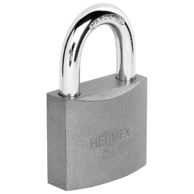 Candado de hierro 25 mm arco normal en caja, Hermex