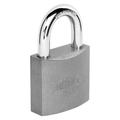 Candado de hierro 32 mm arco normal en caja. hermex