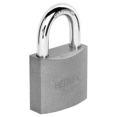 Candado de hierro 38 mm arco normal en caja. hermex